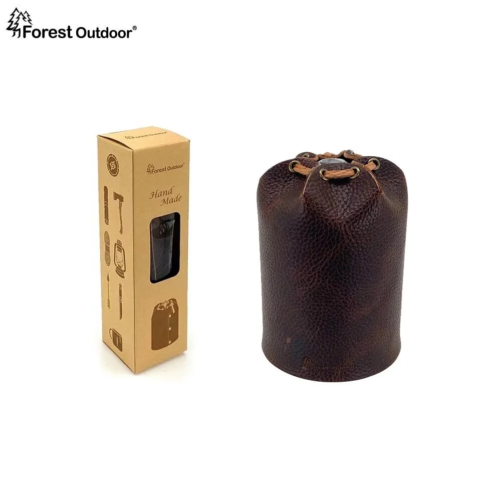 Forest Outdoor 限量手工真皮瓦斯皮套 高山瓦斯罐 深棕/淺棕 450g 皮套 瓦斯罐皮套