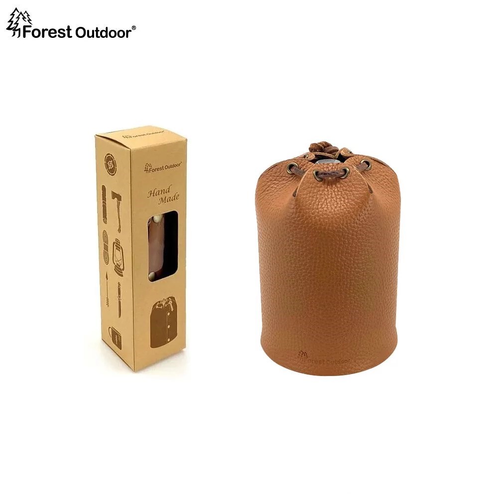 Forest Outdoor 限量手工真皮瓦斯皮套 高山瓦斯罐 深棕/淺棕 450g 皮套 瓦斯罐皮套