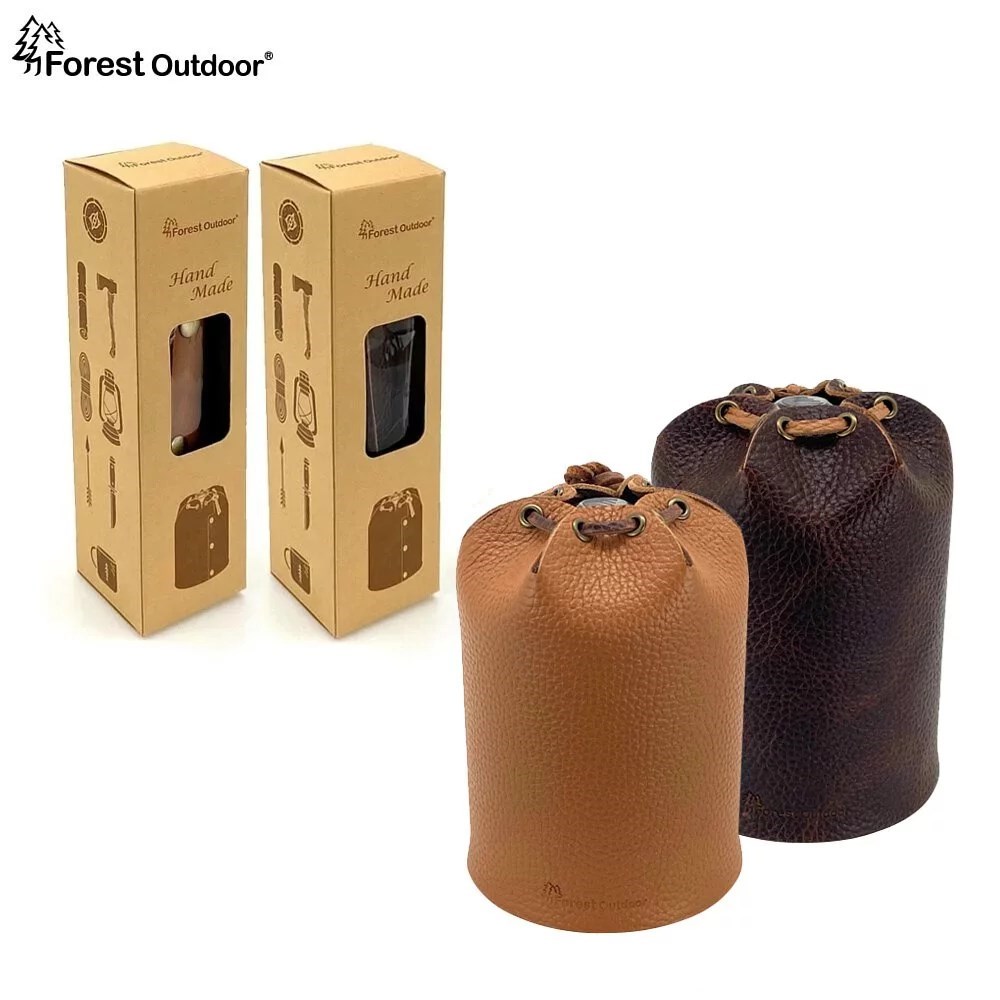 Forest Outdoor 限量手工真皮瓦斯皮套 高山瓦斯罐 深棕/淺棕 450g 皮套 瓦斯罐皮套