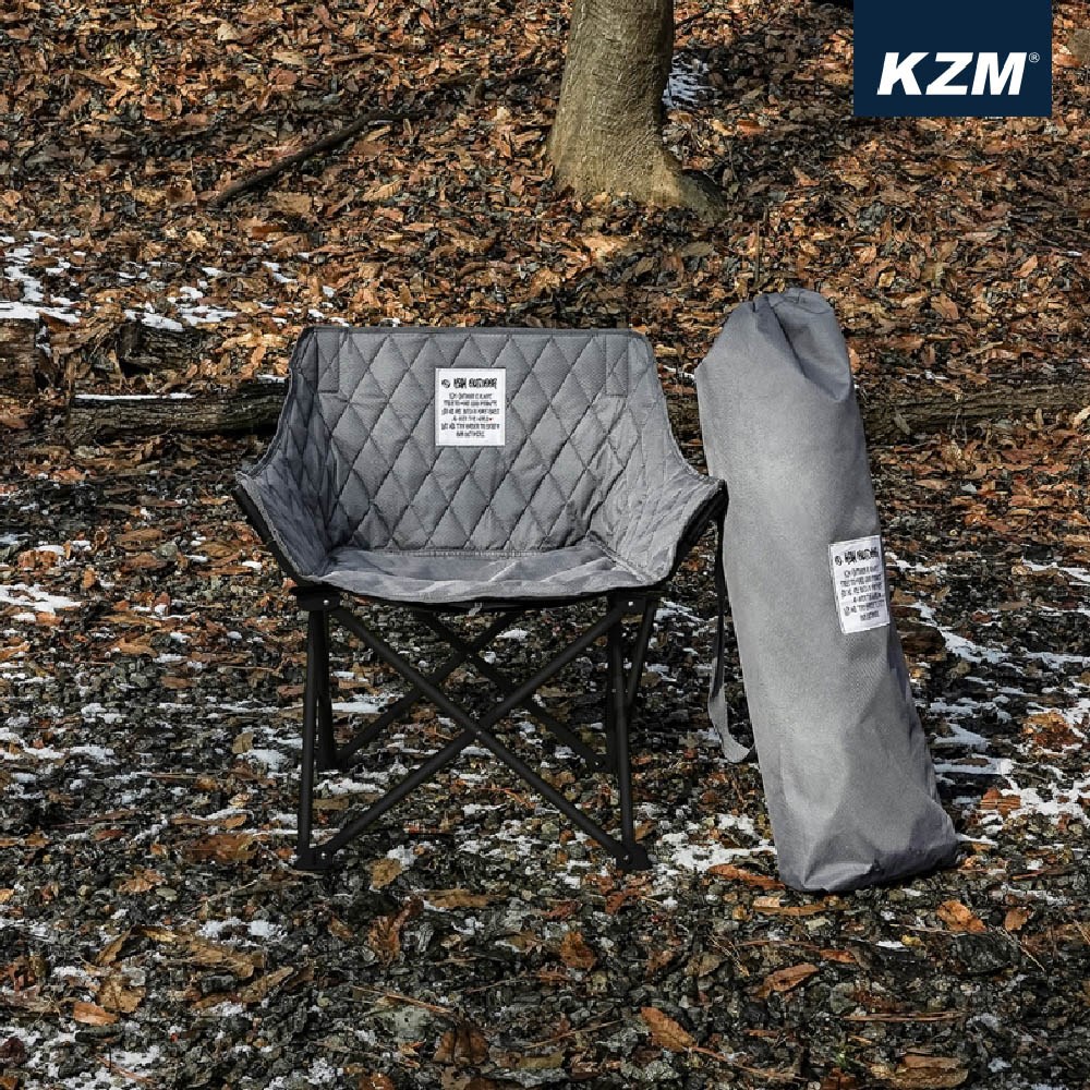 KAZMI KZM 舖棉休閒折疊椅 水泥灰/象牙白 椅子 露營椅 休閒椅