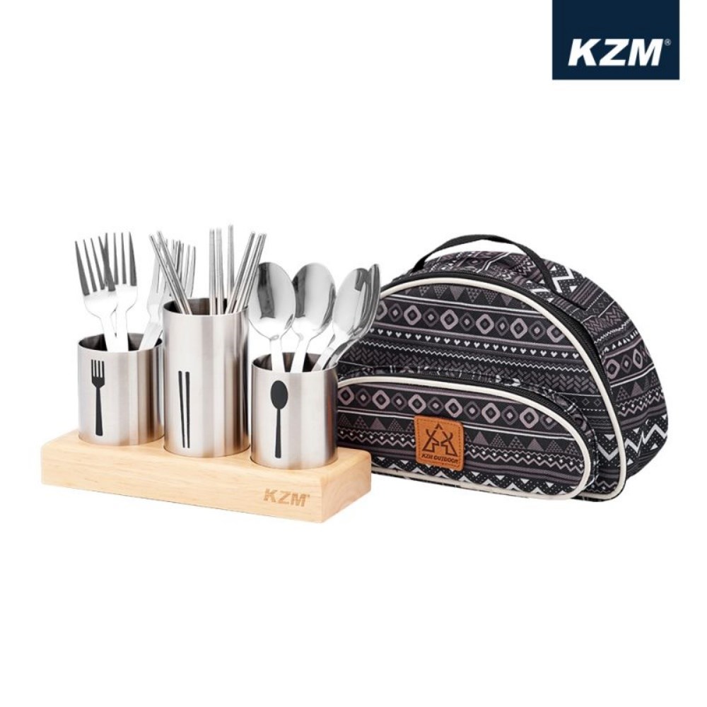 KAZMI KZM 不鏽鋼餐具收納罐組 餐具 湯匙 叉子 筷子 四人份 露營餐具 露營