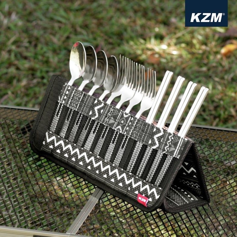 KAZMI KZM 彩繪民族風立體餐具收納袋 露營 餐具 湯匙 筷子 餐具組