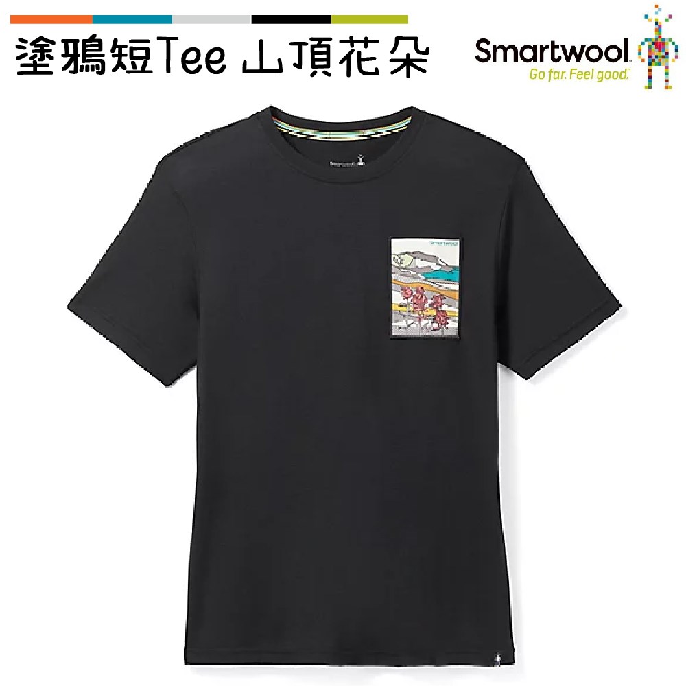 Smartwool 塗鴉短Tee/山頂花朵 黑 SW018109001 美麗諾羊毛 T恤