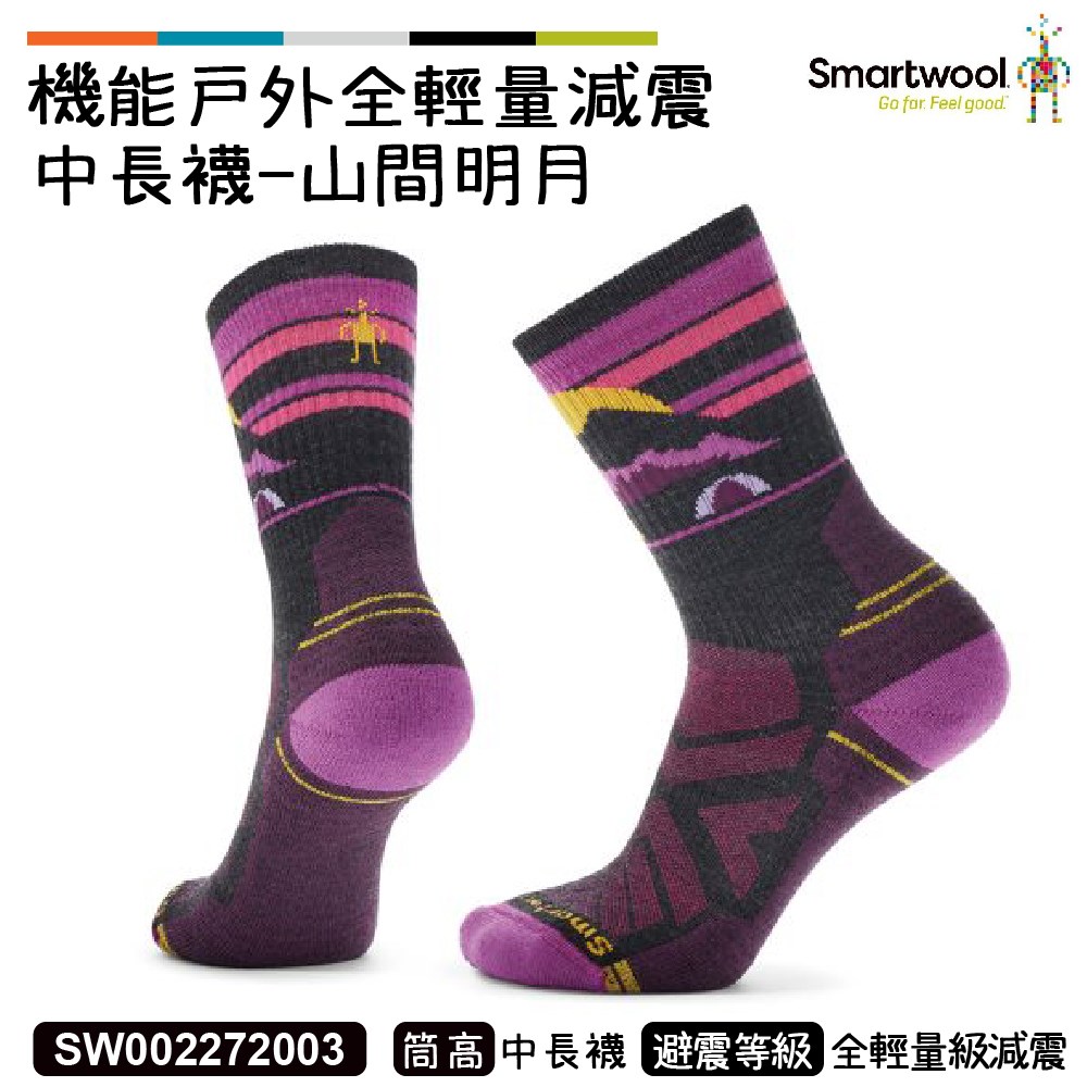 Smartwool 女機能戶外全輕量減震中長襪-山間明月 炭黑色 SW002272003 美麗諾 羊毛襪 登山襪
