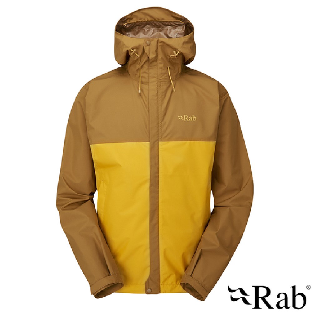 英國 RAB Downpour Eco Jacket 輕量 防風 防水 連帽外套 男款 褐/黃 QWG82 登山