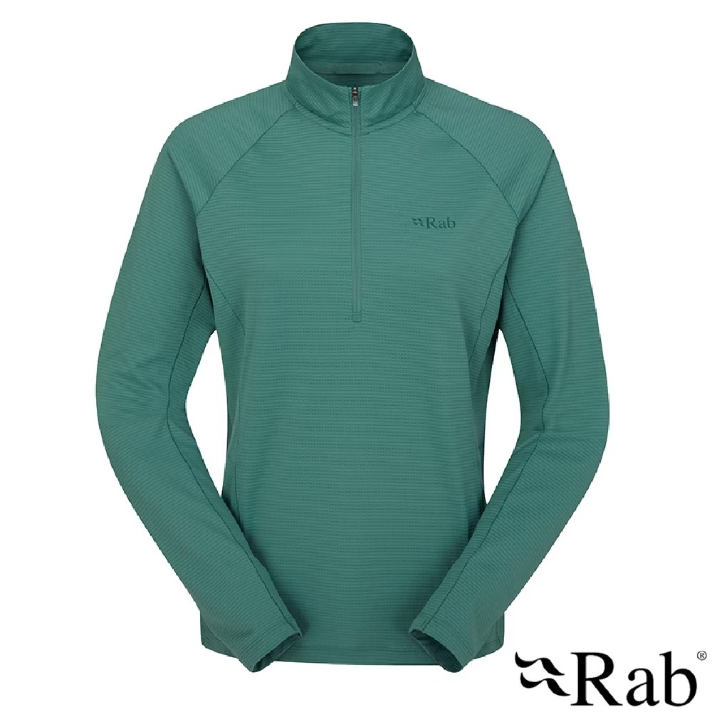 英國 RAB Sonic LS Zip Wmns 長袖透氣拉鍊排汗衣 女款 尤加利綠 QBL04 運動衣