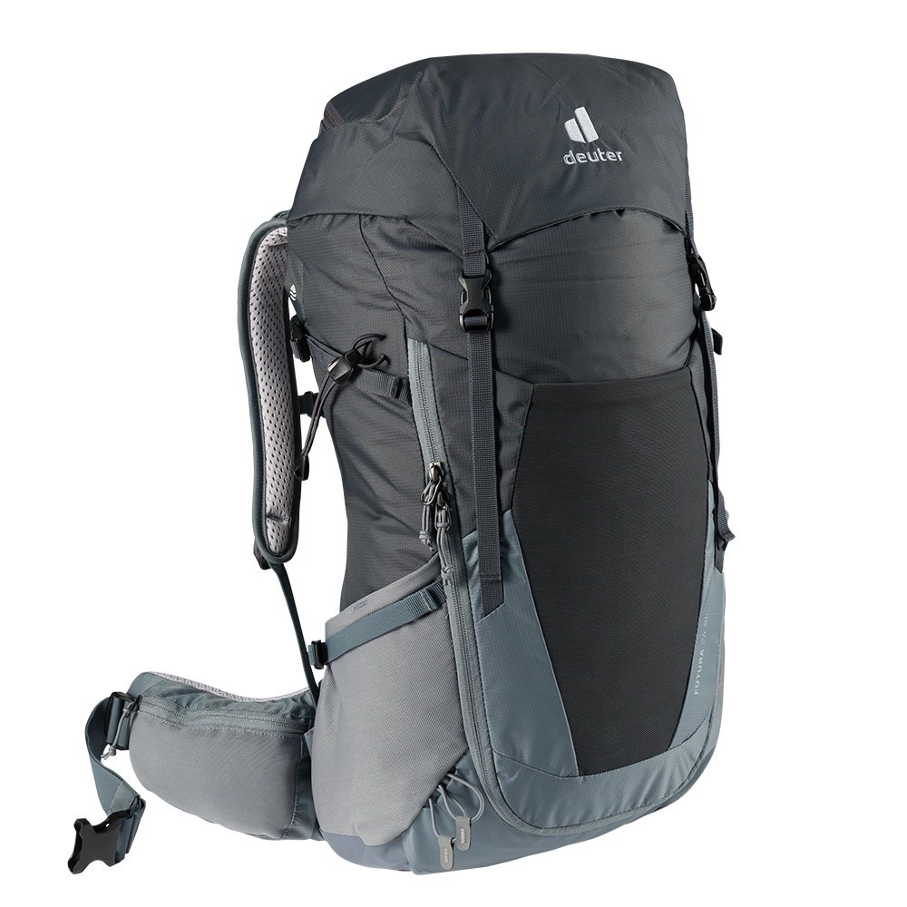 Deuter 女 FUTURA 24SL透氣網架背包 3400521 黑水藍 登山背包 登山包