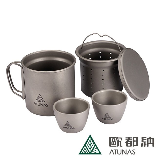 ATUNAS 歐都納 雙人雙層鈦茶壺套組330ML+50ML A2ACBB09N 環保無毒 輕量耐用 登山露營