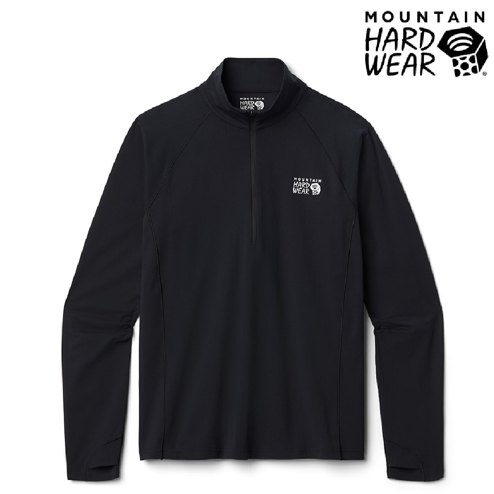 Mountain Hardwear 彈性快乾立領半拉鍊長袖排汗衣 男款 黑色 1942331 衛生衣