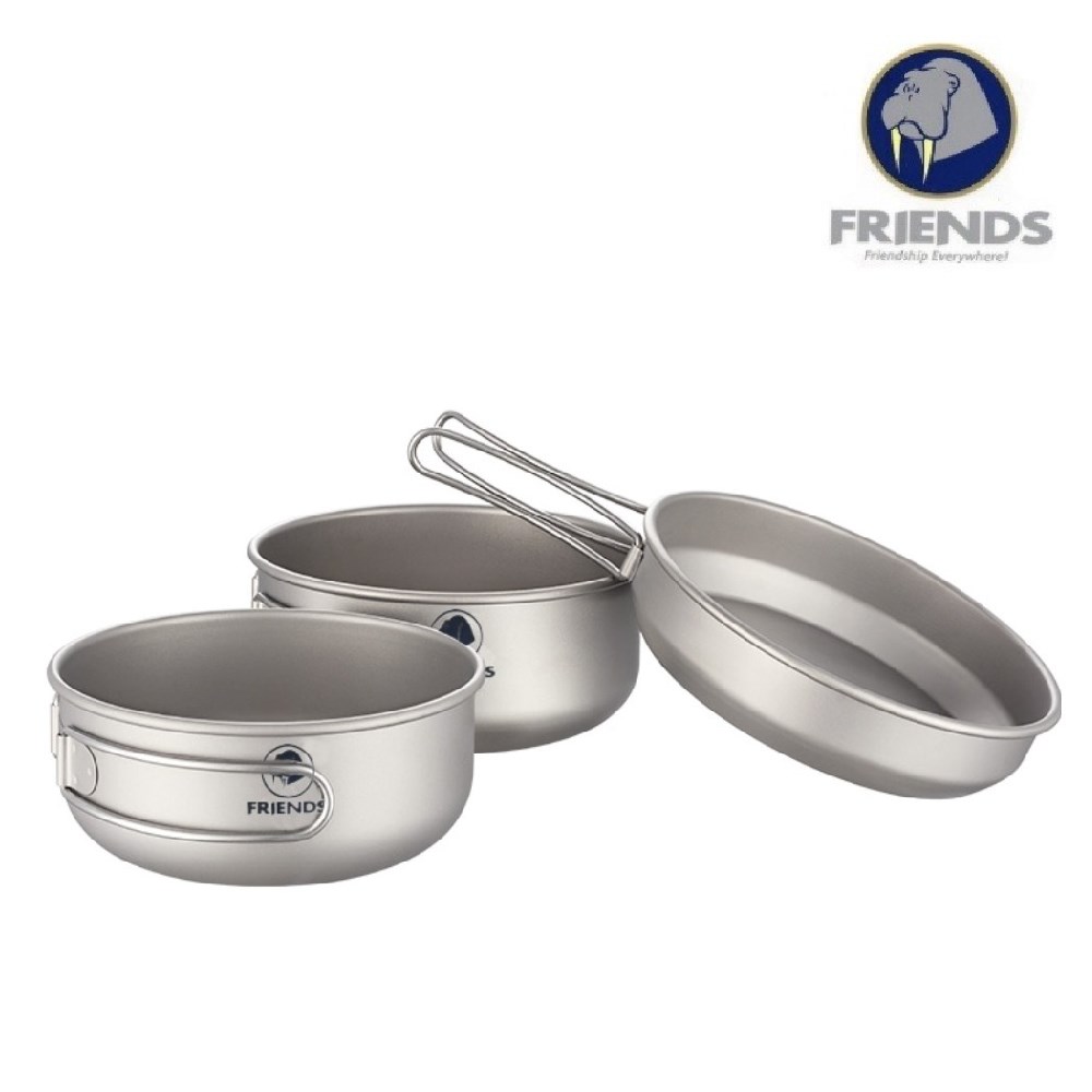 FRIENDS 海獅 兩碗一蓋 TGW-201 個人鍋 煎鍋 個人鈦鍋組 鈦鍋