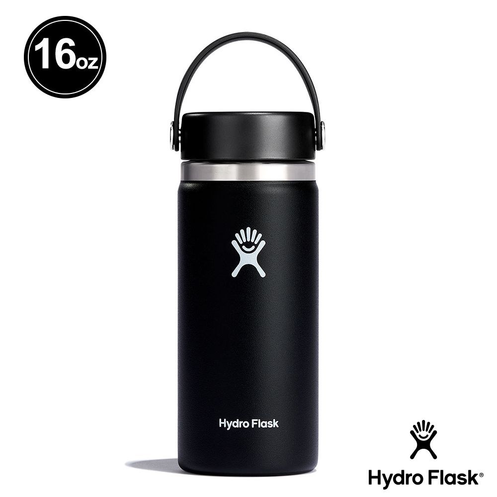 Hydro Flask 16oz/473ml 寬口提環保溫瓶 時尚黑 保冷 保溫瓶 水壺 登山 露營