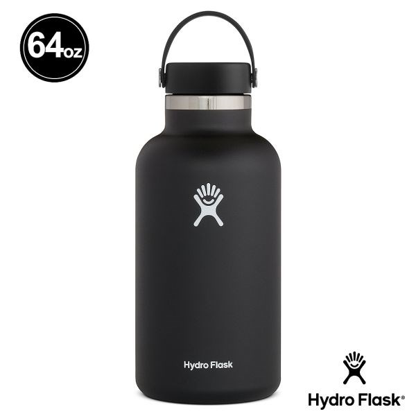 Hydro Flask 64oz/1900ml 寬口提環保溫瓶 時尚黑 保冷 保溫瓶 水壺 登山 露營