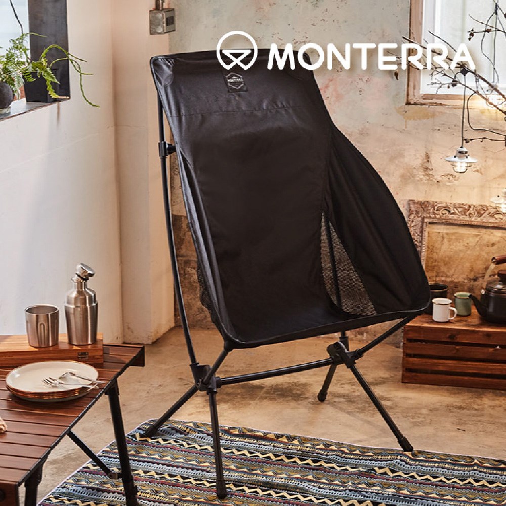 MONTERRA CVT2 GRANDE L 輕量蝴蝶型摺疊椅 高扶手 黑色 摺疊椅 露營椅