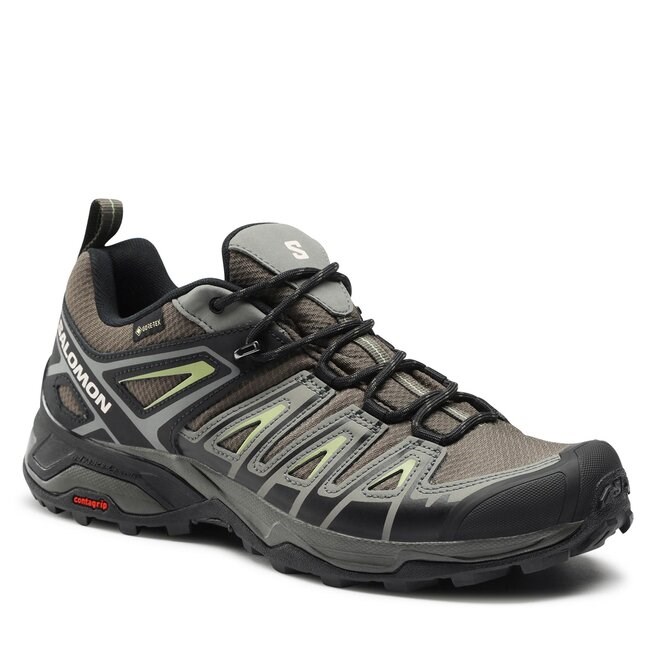 Salomon 男 X ULTRA PIONEER Goretex 低筒登山鞋 L47196700 鯨灰/黑/綠 健行鞋