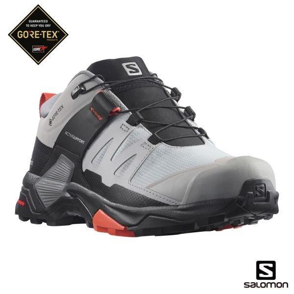 Salomon 女 X ULTRA 4 Goretex 低筒登山鞋 寬楦 L41687300 合金灰/灰/赭褐 健走鞋