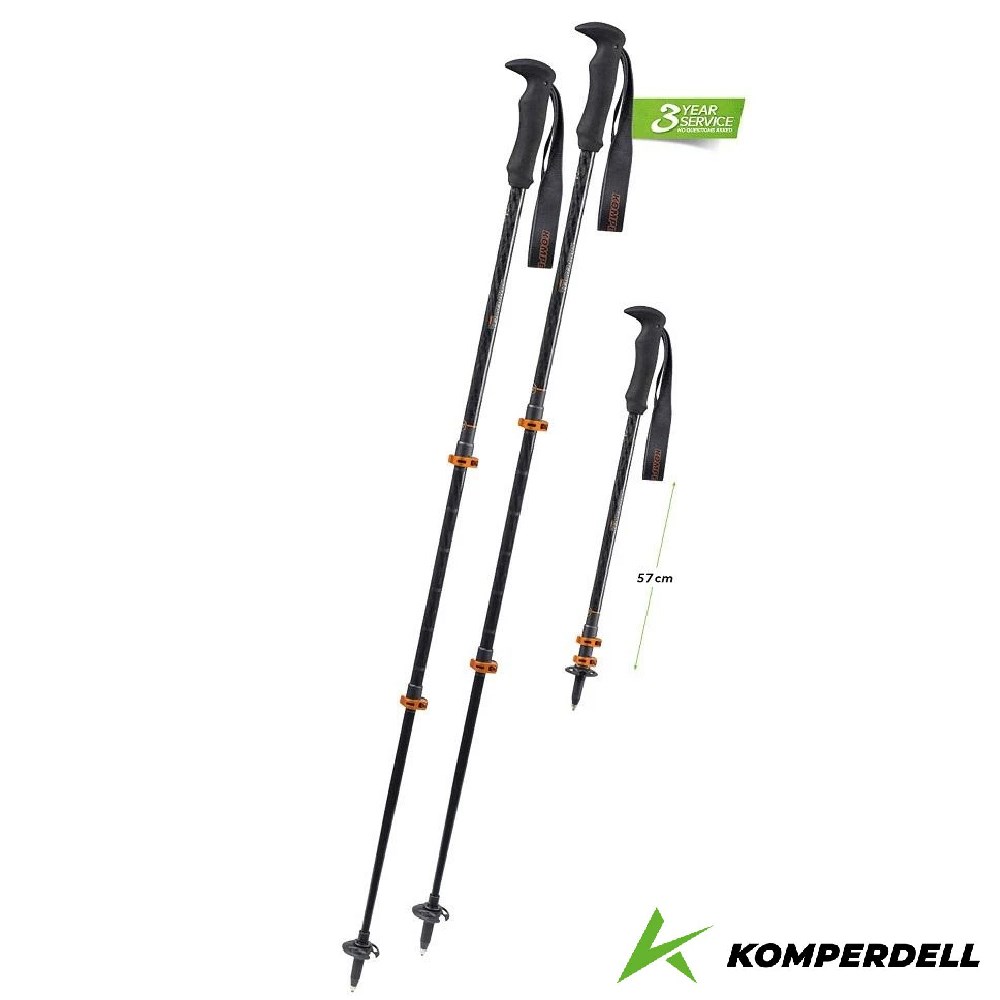 Komperdell 奧地利 輕量碳纖+鈦金強力鎖定登山杖 短版 175237110 黑 健行登山 碳纖輕量
