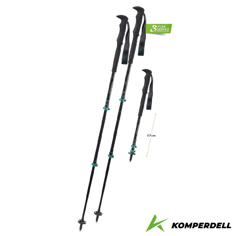 Komperdell 奧地利 輕量碳纖+鈦金強力鎖定登山杖 短版 175236110 黑 健行登山 碳纖輕量