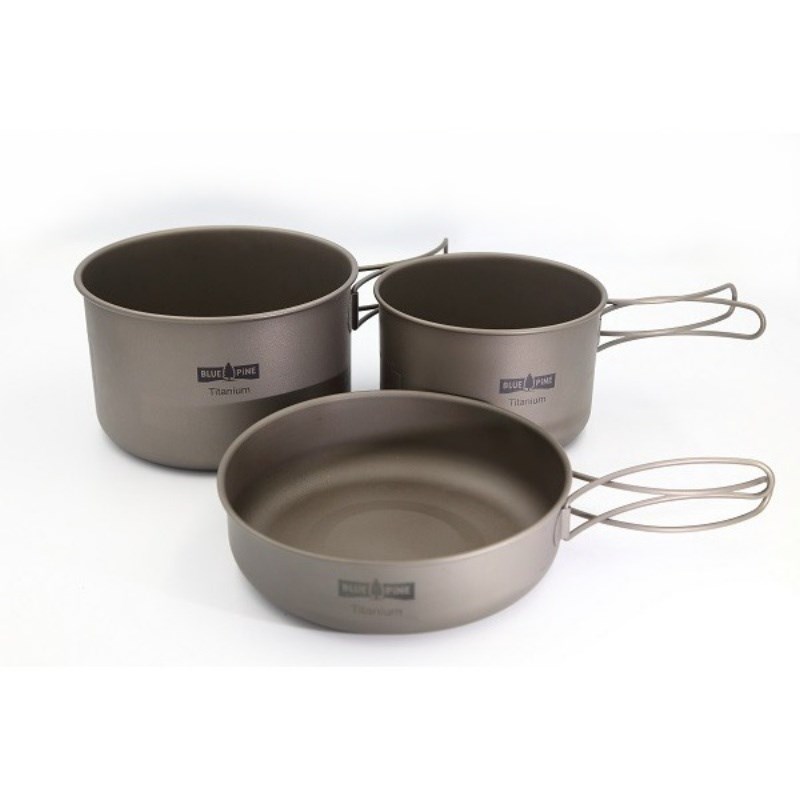BLUE PINE 青松 鈦鍋套組 B72003 露營 登山 野炊 餐具組 兩鍋一煎盤