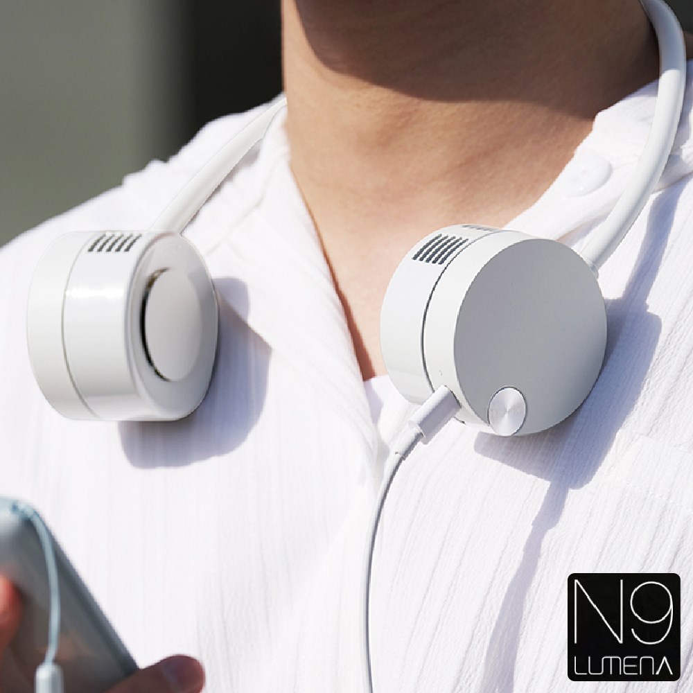 N9 LUMENA PRO DUO充電頸掛式風扇 銀白 露營 小風扇 免持 頸掛式