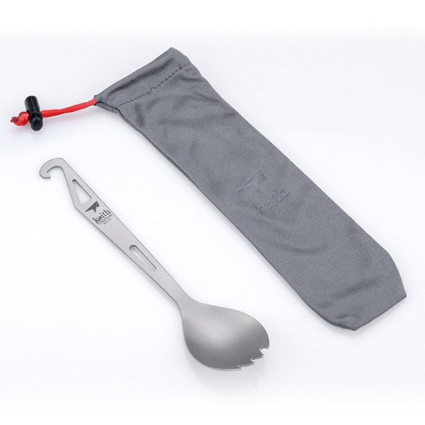 鎧斯 Keith Ti5311 多工能 純鈦開瓶叉匙 附收納袋 16cm 鈦餐具 鈦匙叉