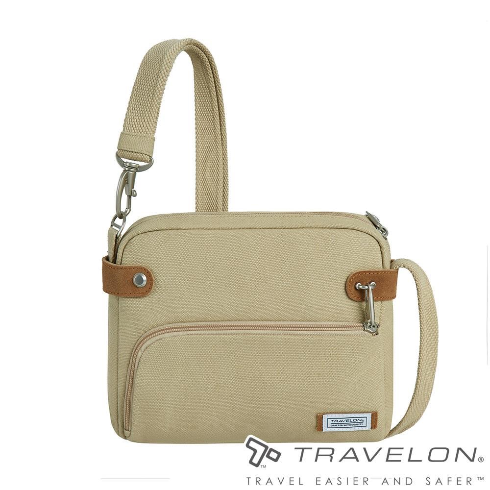 Travelon 美國 防盜復古側肩包 TL-33071 卡其 隨身斜背包 防盜包 休閒旅遊