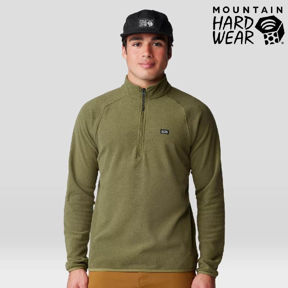 Mountain Hardwear 保暖刷毛立領半拉長袖排汗衣 男款 搏擊綠 2104711 保暖衣