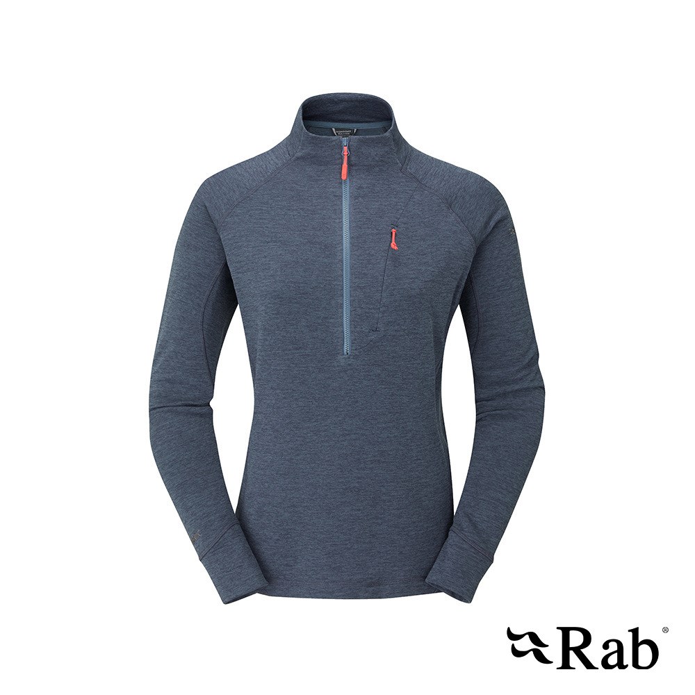 英國 RAB Nexus Pull-On Wmns 保暖立領半拉長袖排汗衣 鋼鐵藍 女款 QFF75