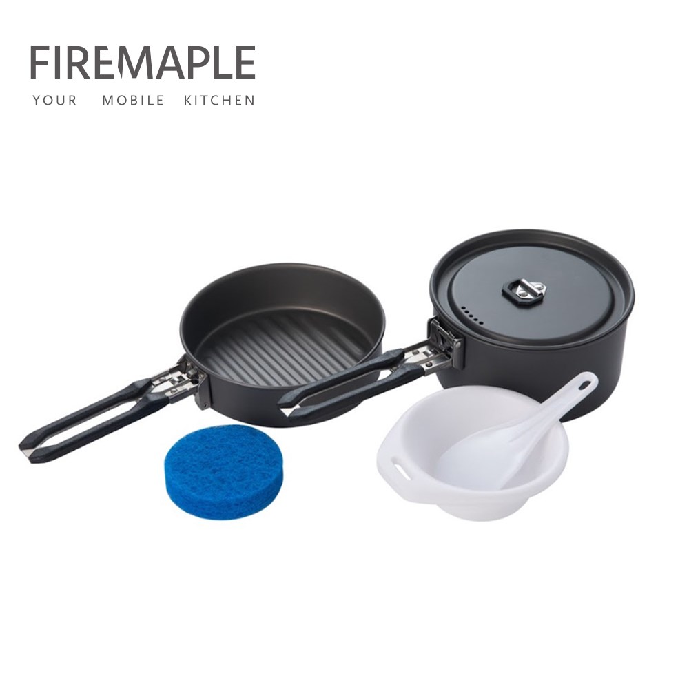 【FIREMAPLE】盛宴1-野營套鍋 黑 FEAST-1B 0.9L煮鍋 0.5煎鍋 露營套鍋