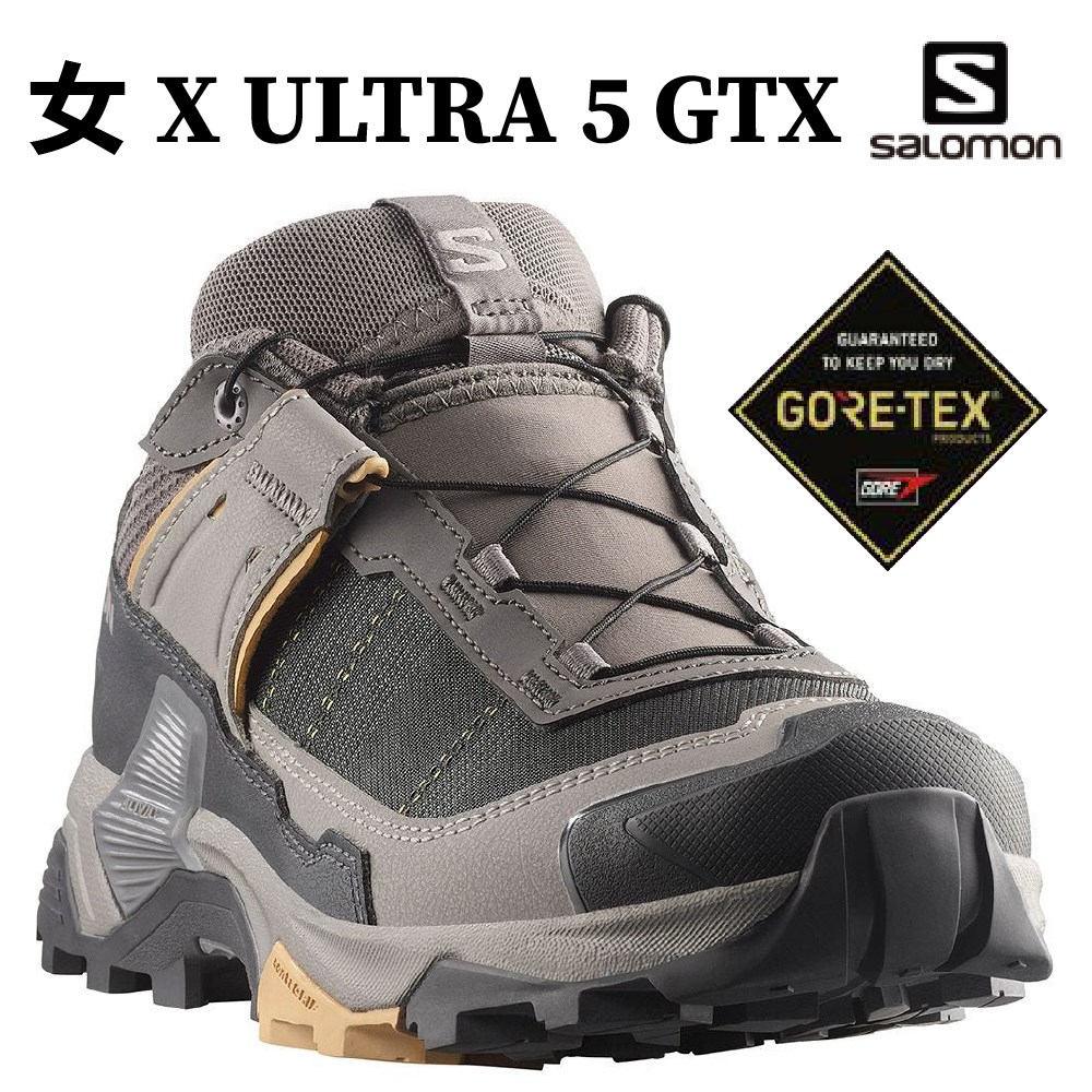 Salomon 女 X ULTRA 5 GTX 低筒登山鞋 李子紫/黑灰/黏土棕 L47726200 健走鞋
