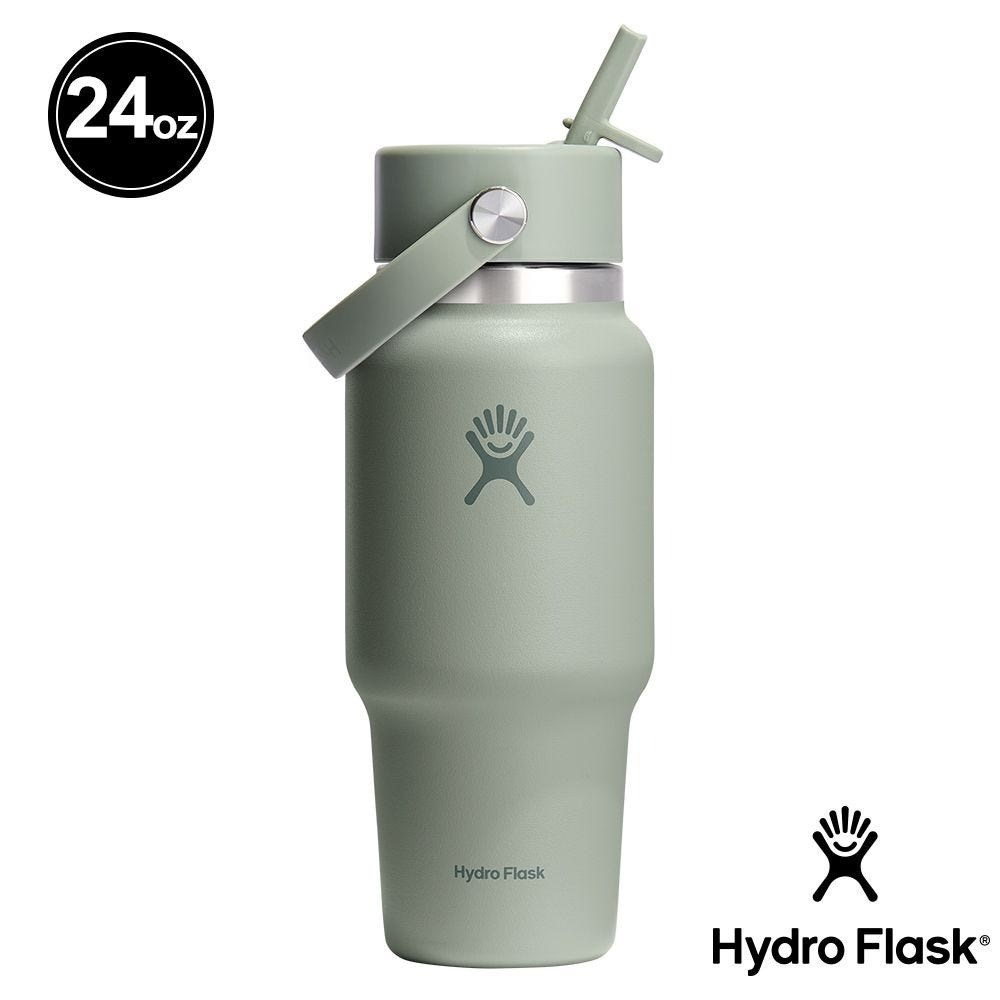 Hydro Flask 24oz/709ml 寬口提環吸管隨行杯 灰綠 水瓶 保溫瓶 保溫杯 露營