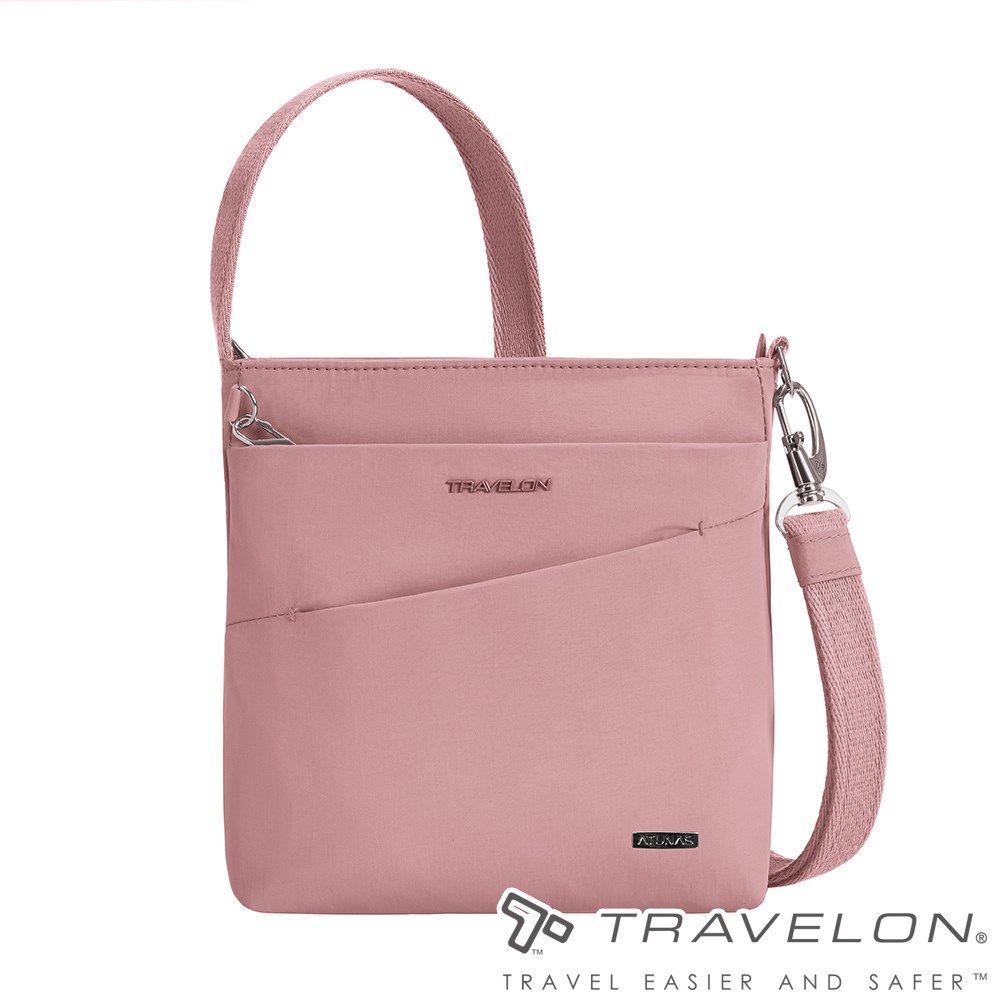 Travelon 美國 Roam防盜斜背包-聯名款 TL-43675A 粉紅色 隨身斜背包 防盜包