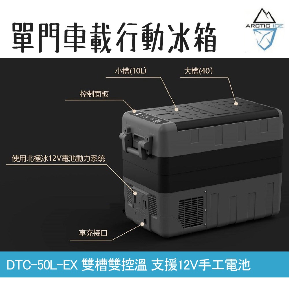 Arctic Ice 北極冰 DTC-50L-EX 單門車載冰箱 支援12V手工具電池 行動冰箱