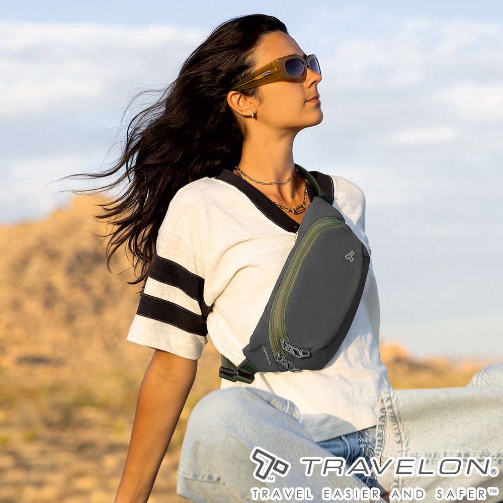Travelon 美國 Voyages防盜腰包 TL-43668 黑 防盜包 隨身包 休閒包