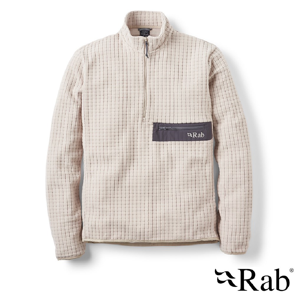 英國 RAB Ramshaw Pull-On 格紋刷毛半拉鍊套頭上衣 鵝卵石白 男款 QFG76 保暖 長袖