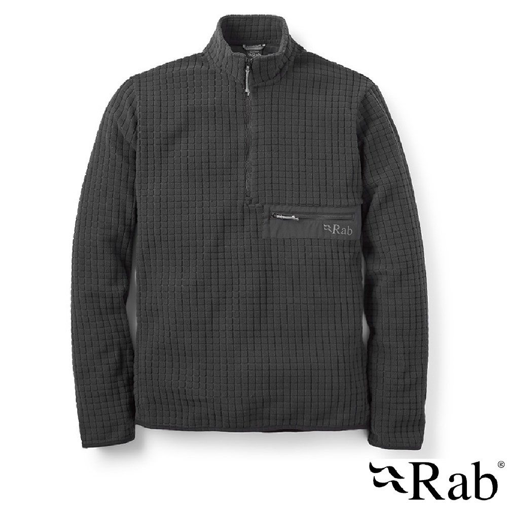 英國 RAB Ramshaw Pull-On 格紋刷毛半拉鍊套頭上衣 黑色 男款 QFG76 保暖 長袖