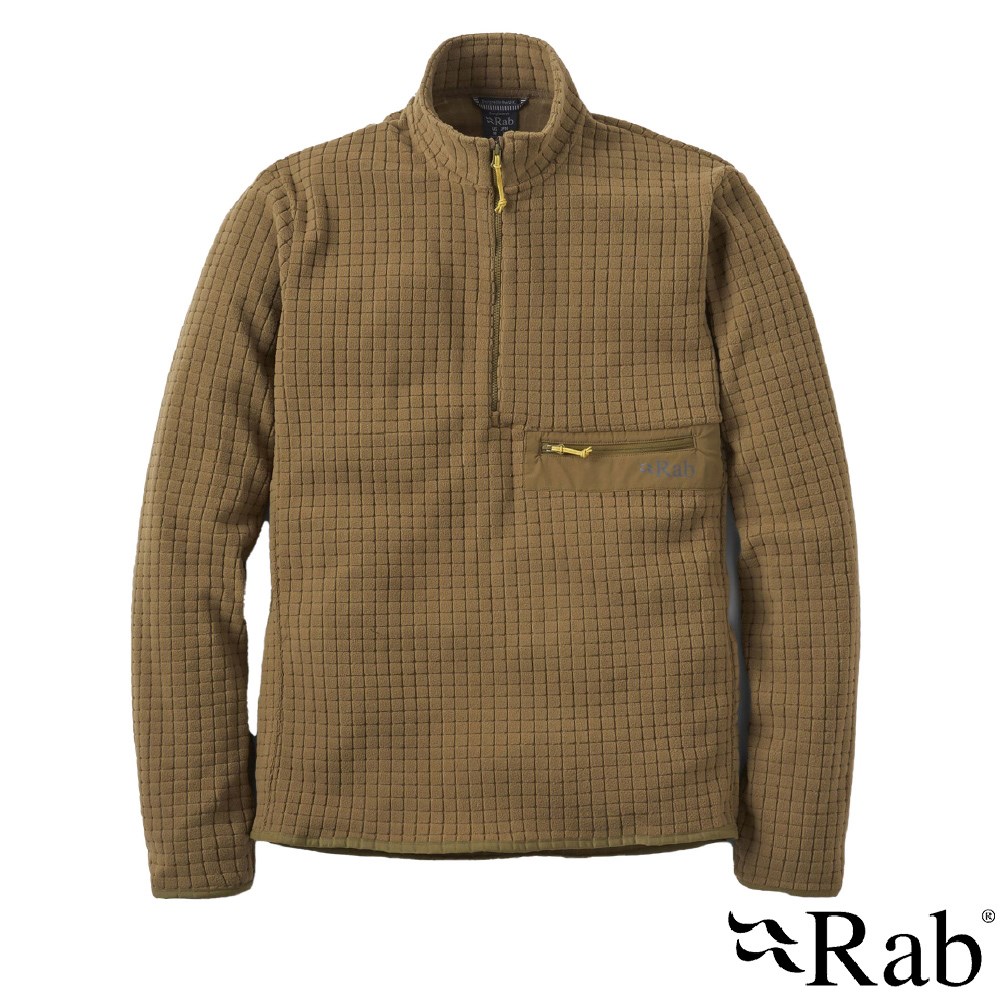 英國 RAB Ramshaw Pull-On 格紋刷毛半拉鍊套頭上衣 橡木棕 男款 QFG76 保暖 長袖
