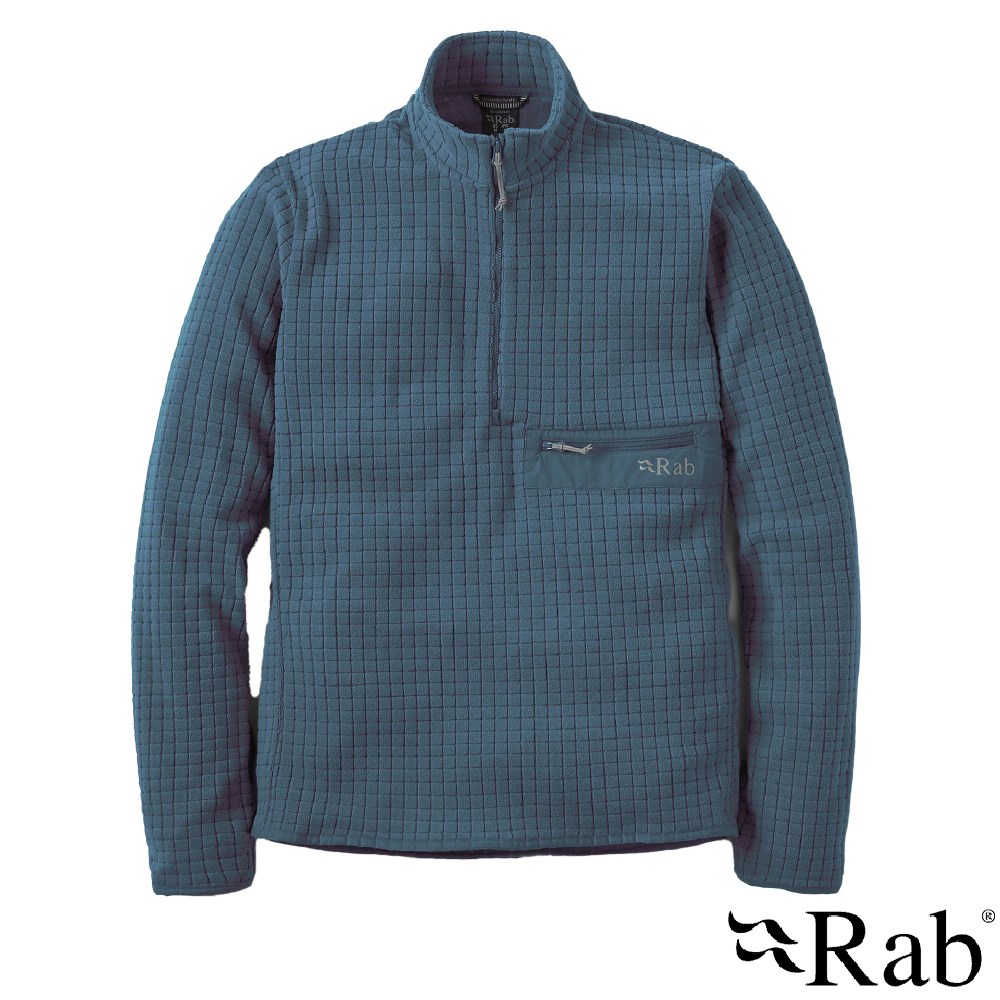 英國 RAB Ramshaw Pull-On 格紋刷毛半拉鍊套頭上衣 暴風藍 男款 QFG76 保暖 長袖