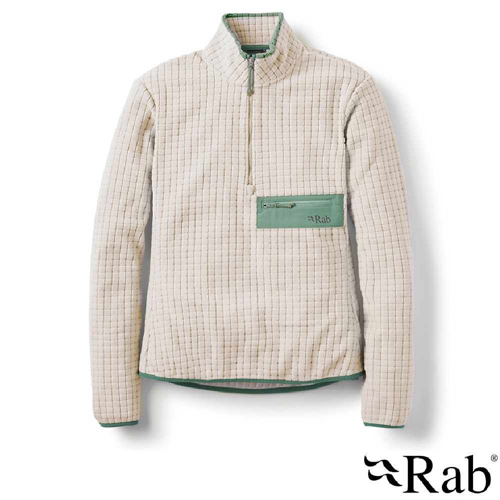 英國 RAB Ramshaw Pull-On 格紋刷毛半拉鍊套頭上衣 鵝卵石白 女款 QFG77 保暖 長袖