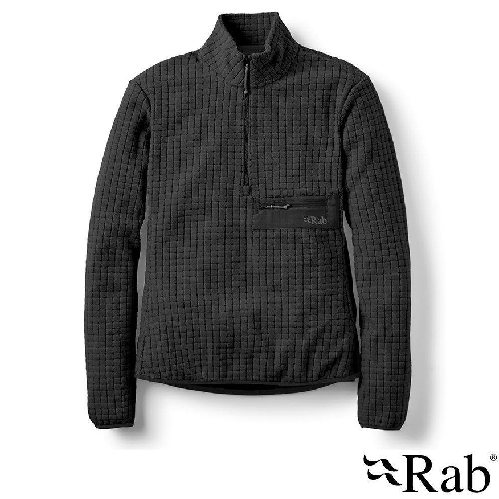 英國 RAB Ramshaw Pull-On 格紋刷毛半拉鍊套頭上衣 黑色 女款 QFG77 保暖 長袖