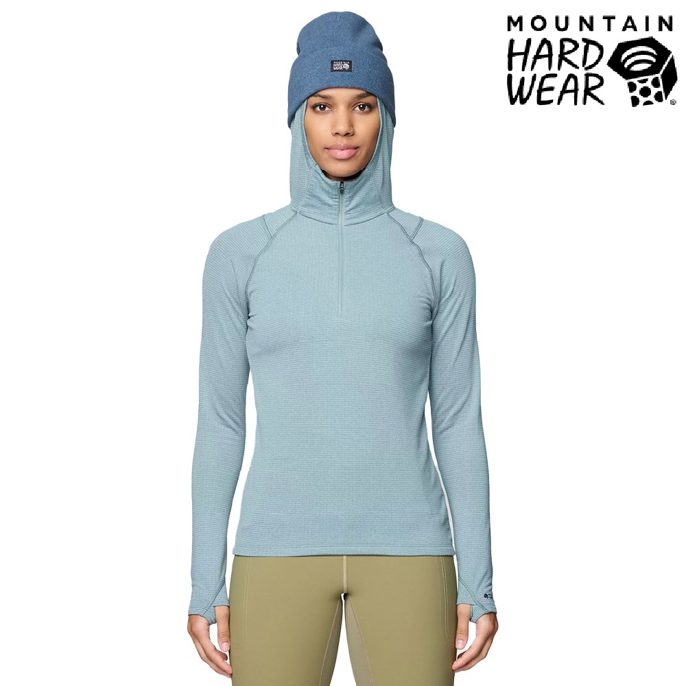 Mountain Hardwear 立領半拉鍊長袖重磅羊毛連帽衫 女款 鼠尾草藍/冰影灰 2129571 保暖