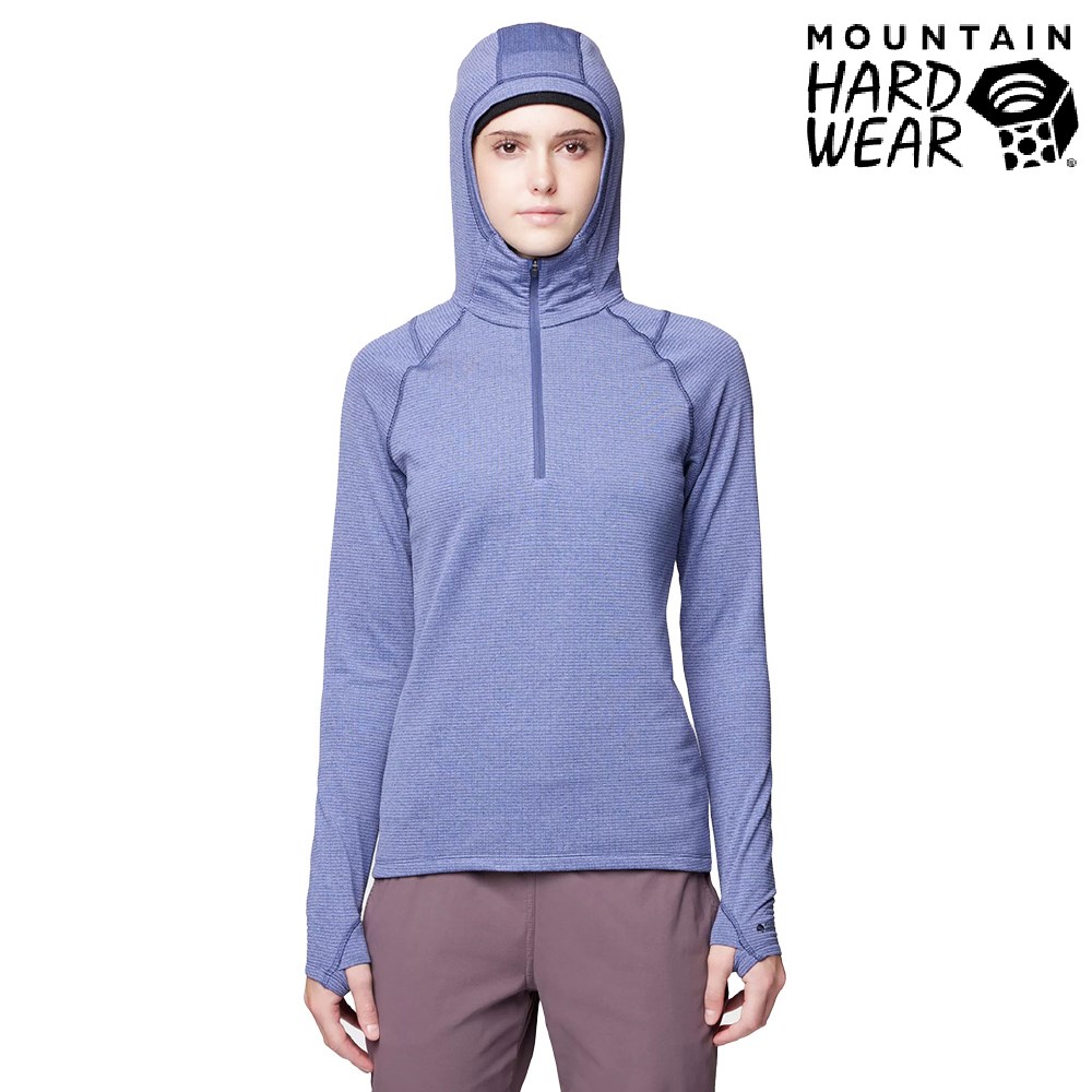 Mountain Hardwear 立領半拉鍊長袖重磅羊毛連帽衫 女款 藍金石/狂熱紫 2129571 保暖