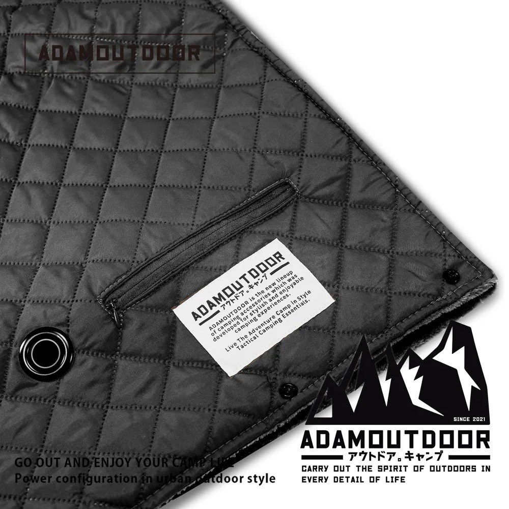 ADAMOUTDOOR｜USB急速加熱暖心毯 曜石黑 電毯 露營 保暖 電熱毯