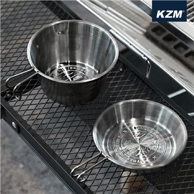 KAZMI KZM 工業風不鏽鋼雪拉碗2P 500ml 280ml 黑/灰/銀 不鏽鋼碗 野炊 露營