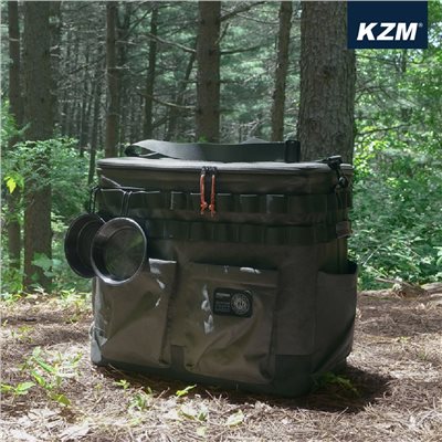 KAZMI KZM 工業風多用途折疊收納袋(垃圾桶) 軍綠 收納袋 露營 收納