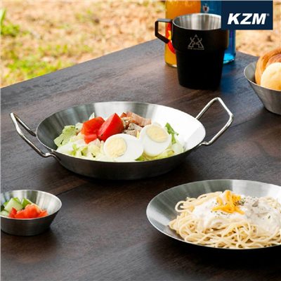 KAZMI KZM 304不鏽鋼碗盤組18P 附專屬收納袋 露營 登山 餐盤 碗盤 野炊用具