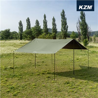 KAZMI KZM 軍綠 VIVA比瓦黑膠方型天幕L(含營柱)