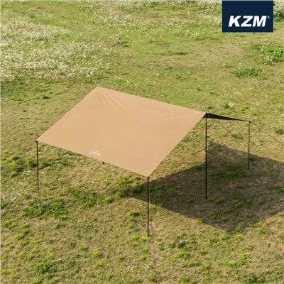 KAZMI KZM 沙色 VIVA比瓦黑膠方型天幕L(含營柱)