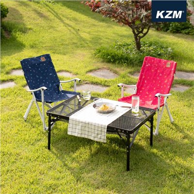 KAZMI KZM 印花迷你豪華休閒折疊椅 紅色/藍色 休閒椅 露營椅 椅子