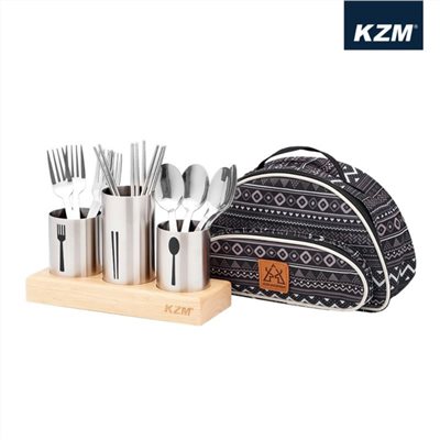 KAZMI KZM 不鏽鋼餐具收納罐組 餐具 湯匙 叉子 筷子 四人份 露營餐具 露營