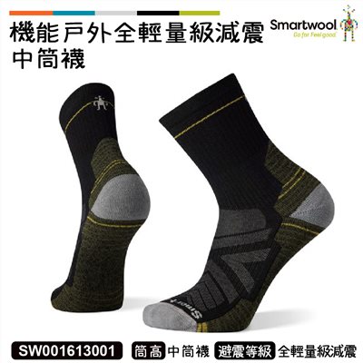 Smartwool 機能戶外全輕量減震中筒襪 黑色 SW001613001 美麗諾 羊毛襪 登山襪